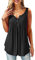 Beluring Women Sleeveless V Neck Top Vest Button up Tunic T Shirt Blouse Black Size 22 24