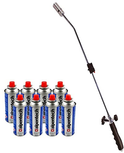 Alpentech KZ Garden - Diserbante Termico piezoelettrico Torcia a Gas + 8 ricariche Diserbante Termico Bruciaerba Torcia da Giardino