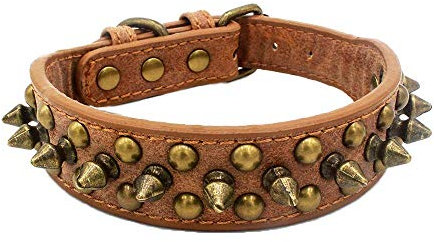 Newtensina Retro Bronze Nieten Hundehalsband Hündchen Halsband mit Nieten für Klein Hunde Mittel Hunde - Brown - XL