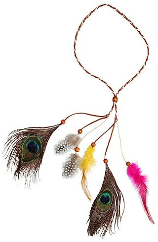 W WIDMANN MILANO Party Fashion 03349 - Indianerstirnband mit Federn und Pfauenauge, Bunt, Hippie, Kopfschmuck, Accessoire, Karneval, Mottoparty