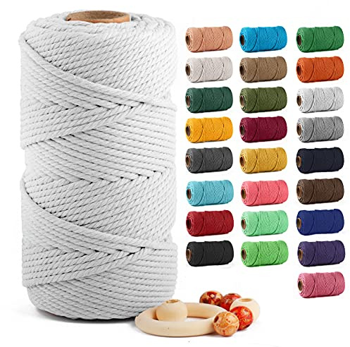 ZUEXT Macrame Cord, White, 5mm x 109yds Cotton String Macrame Yarn