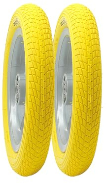 BERGMEILE | 2X 12 Zoll Reifen (57-203) in Gelb | 12 1/2 x 2 1/4 Reifen | Gelbe 12 Zoll Fahrradreifen/Laufradreifen