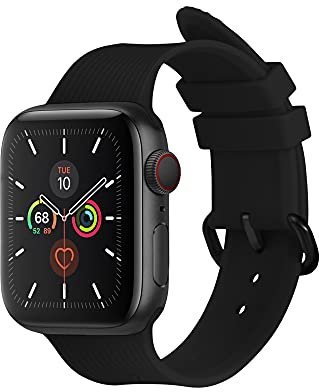 Native Union Curve Strap for Apple Watch 38/40/41mm – Water-Resistant Sleek Textured Silicone Strap – Embedded Stainless Steel Hardware – All-Day Versatility (Black)