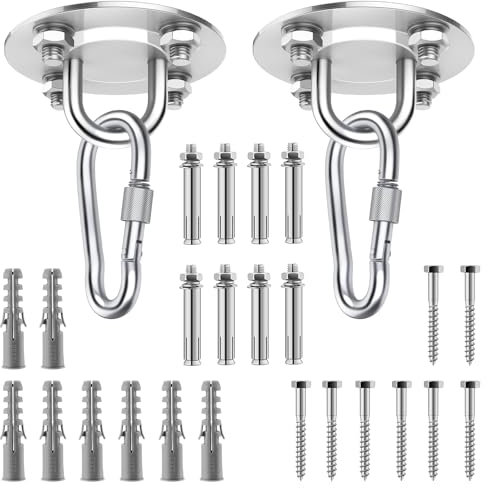 Awroutdoor Deckenhaken,400KG Kapazität Deckenhaken Hängesessel, Premium Edelstahl Professionell Schaukelhaken für Hängesessel, Hängelampe, Hängematte Boxsack Schaukel
