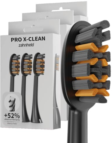 Zahnheld Bürstenkopf Pro X-Clean 9er-Set, Gero G2 & G3, Schwarz | Zahnbürstenköpfe, Aufsteckbürsten für Schallzahnbürste, elektrische Zahnbürste, Plaqueentfernung