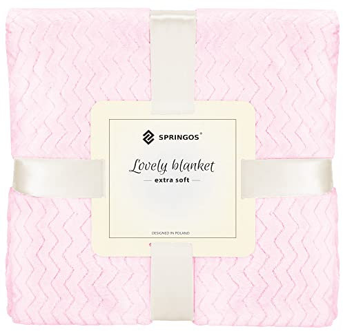 SPRINGOS Kuscheldecke 70 x 160 cm Zickzack-Muster gemütliche Wohndecke schmale Tagesdecke Sofaüberwurf Plaid