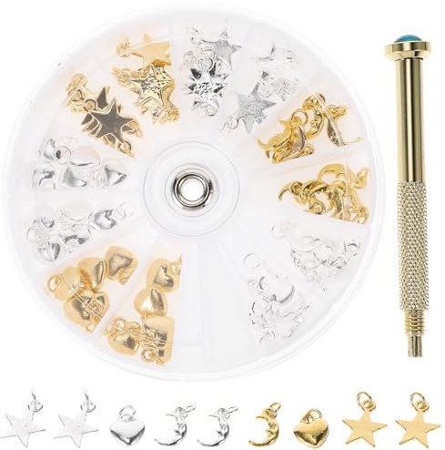 FOMIYES 1 Jeu Clou Pendentif Ongles Bricolage Charmes D'ongles Coeur Étoile Goujon D'ongle De Scintillement Charmes D'ongle Rivet Accessoires Ongles Chevilles Étalon Manucure 3d Alliage