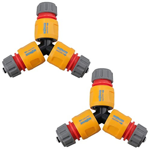 Lot de 2 raccords de tuyau d'arrosage 3 voies + 3 raccords Hozelock à dégagement rapide