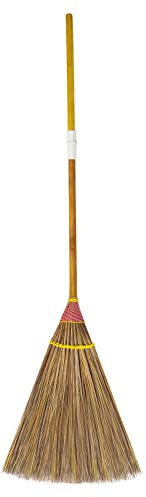 Natural Coconut Leaf Broom - 61 Inch, Multi-Surface Outdoor Broom - Sweeps Snow & Wet Leaves - Sturdy Bamboo Handle - Asian Heavy Duty
