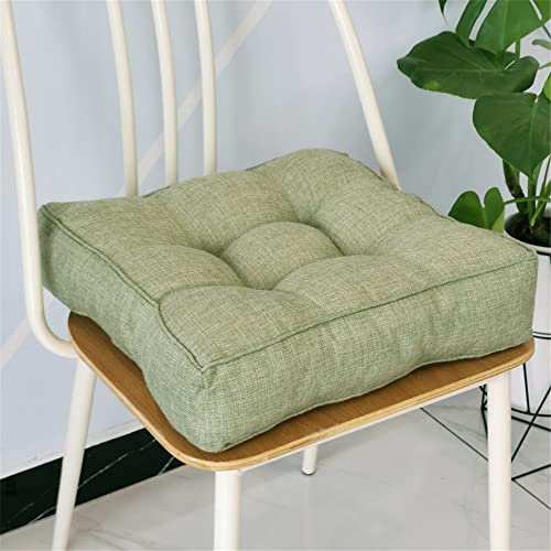 Lukery Stuhlkissen rutschfeste, Waschbare Leinen Weiche Sitzkissen Komfort Stuhlauflage als Stuhl Kissen für Outdoor & Indoor Gartenstuhl, Küche oder Esszimmerstuhl (50x50x9cm,Matcha Green)