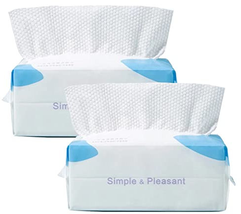 100 Pièces Serviette de Visage Jetable, Lingettes Sèches Pur 100% Coton, Lingettes Bébé, Naturelles et Biodégradables, Lingettes Humides et Sèches épaissies pour Tous Types de Peau (20X20CM)
