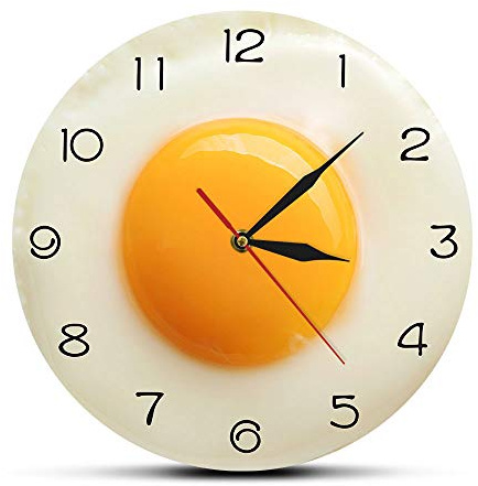 Giilayky Fried Egg Poached Egg Wall Clock Egg Yolk Clock Digital Pointer Clock Canteen Restaurant Acrylic Wall Clock