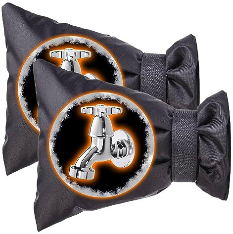 Vazioyar Outdoor-Wasserhahn-Abdeckungen, wasserdichte Rohrisolierung, Schlauchabdeckung, Socken, Winterwasserhahn-Abdeckung, Socken, Frostschutz, isolierte Schlauch-Lätzchen, (2 Stück, schwarz)