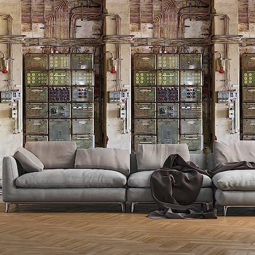 Livingwalls Vliestapete - Tapete industrial Style in Grün, Beige und Braun - Wandtapete für verschiedene Räume - Wandbild XXL 2,80 m x 1,59 m