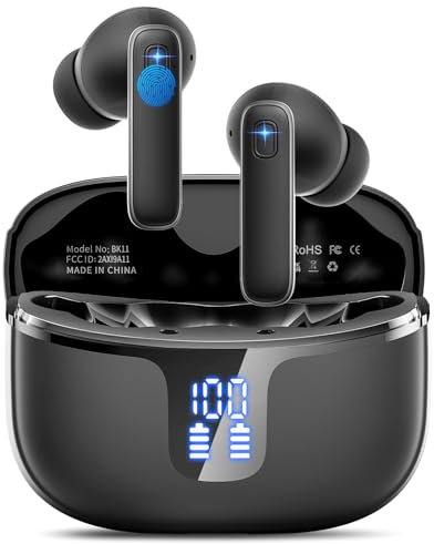 Wireless Earbuds, Wireless Headphones Bluetooth 5.3 with 4 ENC Noise Cancelling Mic, 40Hrs Bluetooth Earphones, 14.2mm Drivers In Ear Earbuds, 2024 Deep Bass Stereo Ear Buds IP7 Waterproof/LED Display