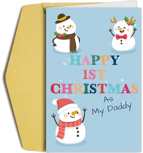 Oamiolek Lustige erste Weihnachtskarte für neuen Vater, bezaubernde erste Weihnachtskarte von The Bump, New Dad Weihnachtskarte, Happy 1st Christmas As My Daddy