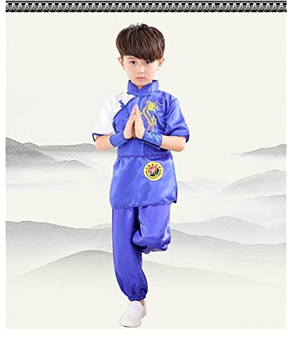 Traditionelle chinesische Kleidung für Kinder, Wushu-Tai-Chi-Uniform, Shaolin-Kampfkunst, Bühnenaufführung, Kung-Fu-Kostüme, geeignet für Kinder 22.10.4 (Farbe: B, Größe: 5XL)