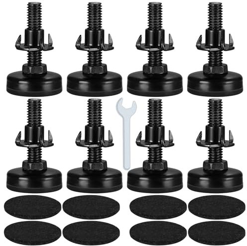 8 Pièces M10 Pieds de Nivellement Réglables pour Meubles, Pieds de Meubles Réglables en Hauteur, Vis de Réglage en Métal Écrous en T pour Meubles, Table, Chaise, étagère, Canapé, Lit