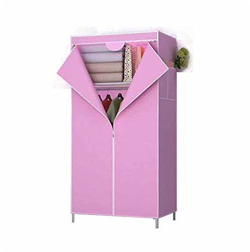 ExkaTe Freistehender Kleiderschrank, rosa Schrank-Aufbewahrungsorganisator, multifunktionaler Stoff-Kleiderschrank, offene Kleiderstange, 150 x 70 x 45 cm (Größe: 150 x 70 x 45 cm, Farbe: B)