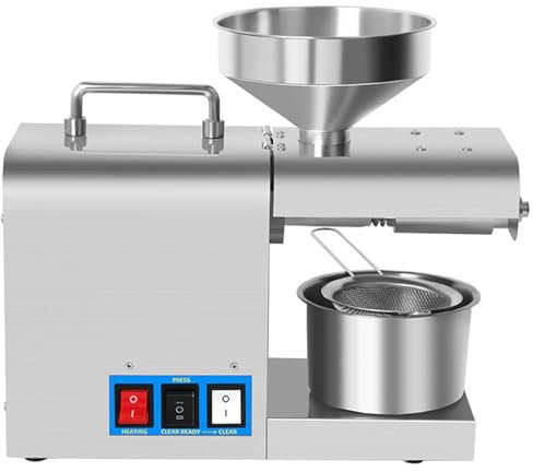 Presse à Huile de Noix Électrique en Acier Inoxydable 820W Moulin à Huile de Graines Professionnelle pour Cuisine Domestique Commercial
