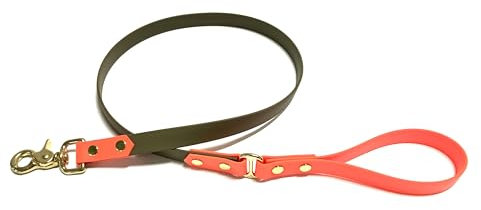 Leine aus Biothane, 2cm breite Biothane Leine, Hundeleine in verschiedenen längen (2,2 Meter, Olivgrün/Orange)