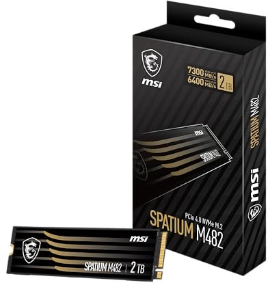MSI SPATIUM M482 PCIe 4.0 NVMe M.2 2TB, PCIe4, 7.300 MB/s lesen, 6.400 MB/s schreiben, interne SSD für kompatible Konsole und PC
