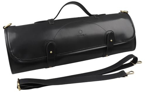 YANMUZI Borsa Porta Coltelli Da Chef Pelle Borsa Coltelli Chef PU Cerata Resistente Coltelli Custodia Per Coltelli Da Cuoco Portatile,Coltelli Non Inclusi,Black