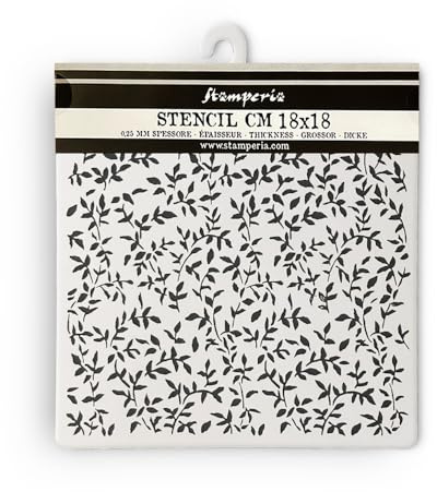 Thick stencil cm 18X18 - Garden leaves pattern