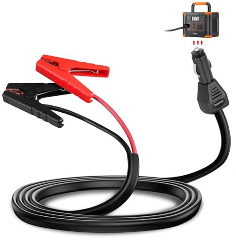 Beaspire Cavo di avviamento, Cavo con Adattatore 12V 10A, Compatibile con ECOFLOW AIVOLT BLUETTI Powerstation Portatile Generatori Solare, 1.8Metri 8AWG Kit Cavi Batteria Auto per Auto