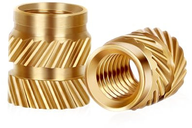 M6 x 10mm L x 8mm OD Threaded Inserts, 30 PCS Metric Knurled Insert Nuts, Premium Brass Heat Seat Inserts for 3D Printing Components