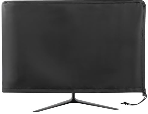 Monitor Dust Cover Heavy Duty Anti-tear Full Body Protective Case Universal for Computer LED LCD Screen Wih Adjustable Bottom Tight Rope Black