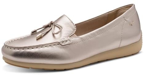 Tamaris Comfort Damen Mokassins aus Leder mit Schleife, Gold (Lt Gold), 42 EU