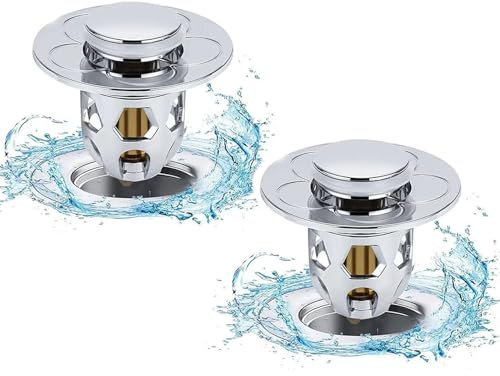 YASTA Coppia Tappo Lavandino Bagno Click Clack 60 mm Con Filtro Universale Scarico Lavabo Cucina Vasca Bidet Doccia