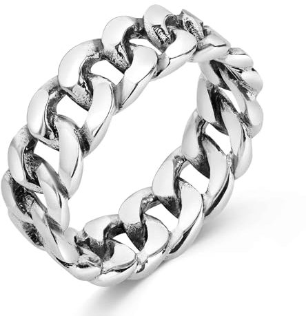 Materia Herren Ringe 925 Silber Kettenoptik - Bandring breit antik SR-60-62