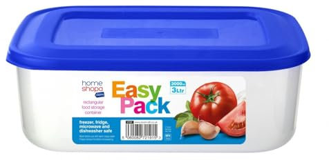 HOMESHOPA Food Storage Containers with Lids, 3 Litre Plastic BPA Free Airtight Containers, Leakproof Stackable Reusable Meal Prep Lunch Boxes, Microwave Freezer & Dishwasher Safe, Blue