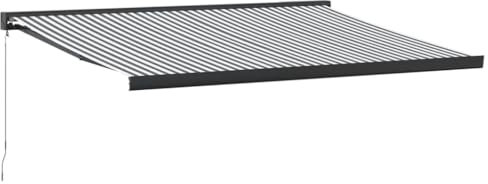vidaXL Markise Einziehbar, Gelenkarmmarkise Wandmontage, Sonnenmarkise für Garten Terrasse, Balkonmarkise, Anthrazit Weiß Stoff Aluminium