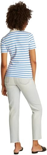 Tommy Hilfiger Polo Manches Courtes Femme 1985 Slim Pique Slim Fit, Multicolore (Ecru/Blue Spell STP), XL