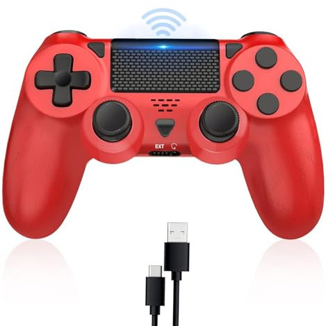 Bonadget Wireless Controller für Ps-4 Dual Vibration Kabellose Gamepad mit Turbo und 3.5mm Audio Jack/LED/Touch Pad für P-s4/Pro/Slim/Pc