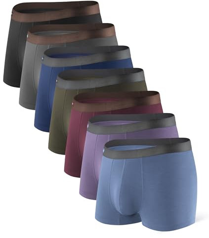 DAVID ARCHY Boxer Homme sans Couture Lot de 7 en Fibres de Bambou Poche sous-Vêtement Élastique Séchage Rapide Confortable