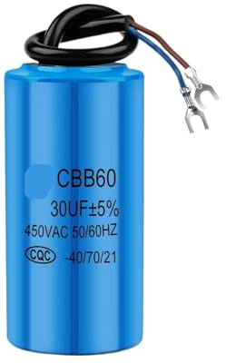 2Pcs CBB60 electronic starter Running Capacitor 450V Capacitors Water Pump Startup Capacitors Start electronic starter Run 450VAC 3uF-80uF NWPNLXEA(80UF Blue)