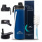 Rensinnoal Insulated Water Bottle 700ml Leakproof Stainless Steel Thermo Mug with Straw Double Vacuum Water Bottle (Dark Blue)