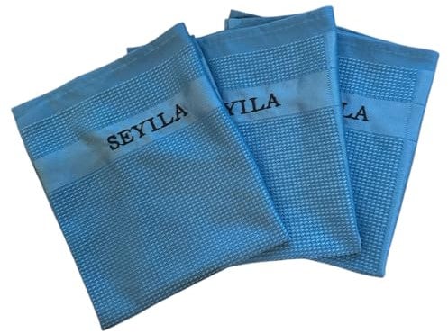 Original Seyila Hochsaugfähige Reinigungstücher 3 er Set/Streifenfreie Reinigung für Fenster,Auto, Küche, Bad und mehr – Putztuch – Zaubertuch - Geschirrtuch 40x60 cm aus Microfaser blau