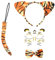 baotongle Tiger Kostüm Set, Tiger Gesicht Kunst Aufkleber, Tier Tiger Stirnband Fliege, Tiger Ohren Stirnband für Karneval Kostüm Party Dekoration Zubehör (Tiger Kostüm)