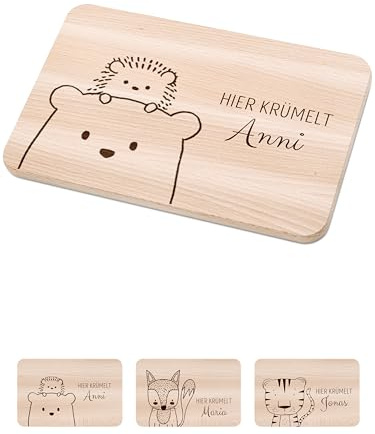 Bärenfreunde Frühstücksbrettchen personalisiert, Kinder Holzbrett Gravur | Schneidebrett, Brettchen, Frühstücksbrett mit Namen, Abschiedsgeschenk Kita Erzieher, Vesperbrett, Geschenk, Tier