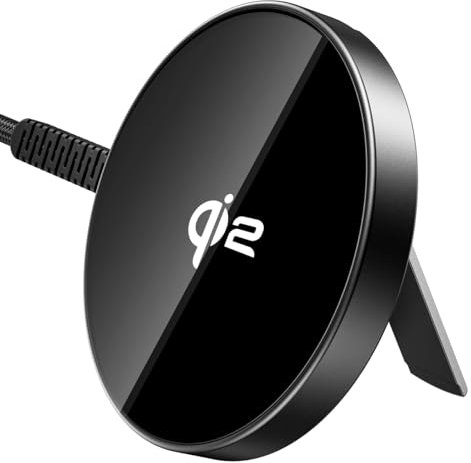 ESR HaloLock Qi2 Wireless Stand Charger, Qi2 15W MagSafe iPhone Charger, Wireless Charging Pad for iPhone 16/15/14/13/12 Series, AirPods 4/3/Pro, Galaxy S25 series, Black