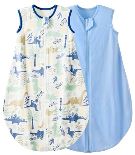 Duomiaomiao 2er Pack Baby Schlafsack,0.5 Tog Ganzjahres Jungen Schlafsack, Leichter hochwertiger Baumwoll-Mädchen Schlafsack, geeignet für Kinder im Alter Von 6 Monaten bis 5 Jahren