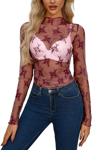 Haut sexy en maille transparente pour femme