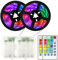 SOAIY 2er-Set LED Streifen RGB 2M Lichtband Batteriebetrieben 16 Farben 4 Lichtmodi Schrankbeleuchtung LED Band mit Fernbedienung 4 Timer für TV Dekoration Küche Kleiderschrank Bett Schlafzimmer