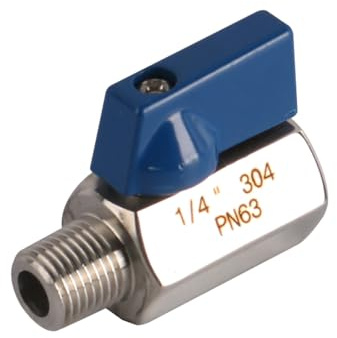 Tiardey Mini Edelstahl Kugelhahn 1/4 Zoll NPT Innen- und Außengewinde Absperrventil