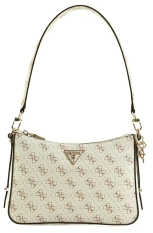 GUESS Eco Erica Top Zip Shoulder Bag Cream Logo